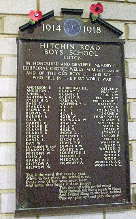 Hitchin Road Boys' School memorial