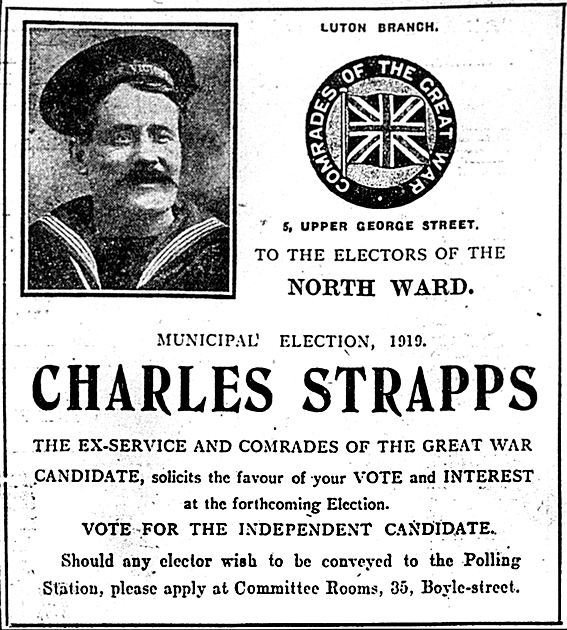 Strapps election ad, October 30th, 1919