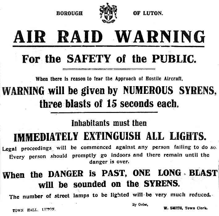 Air raid notice