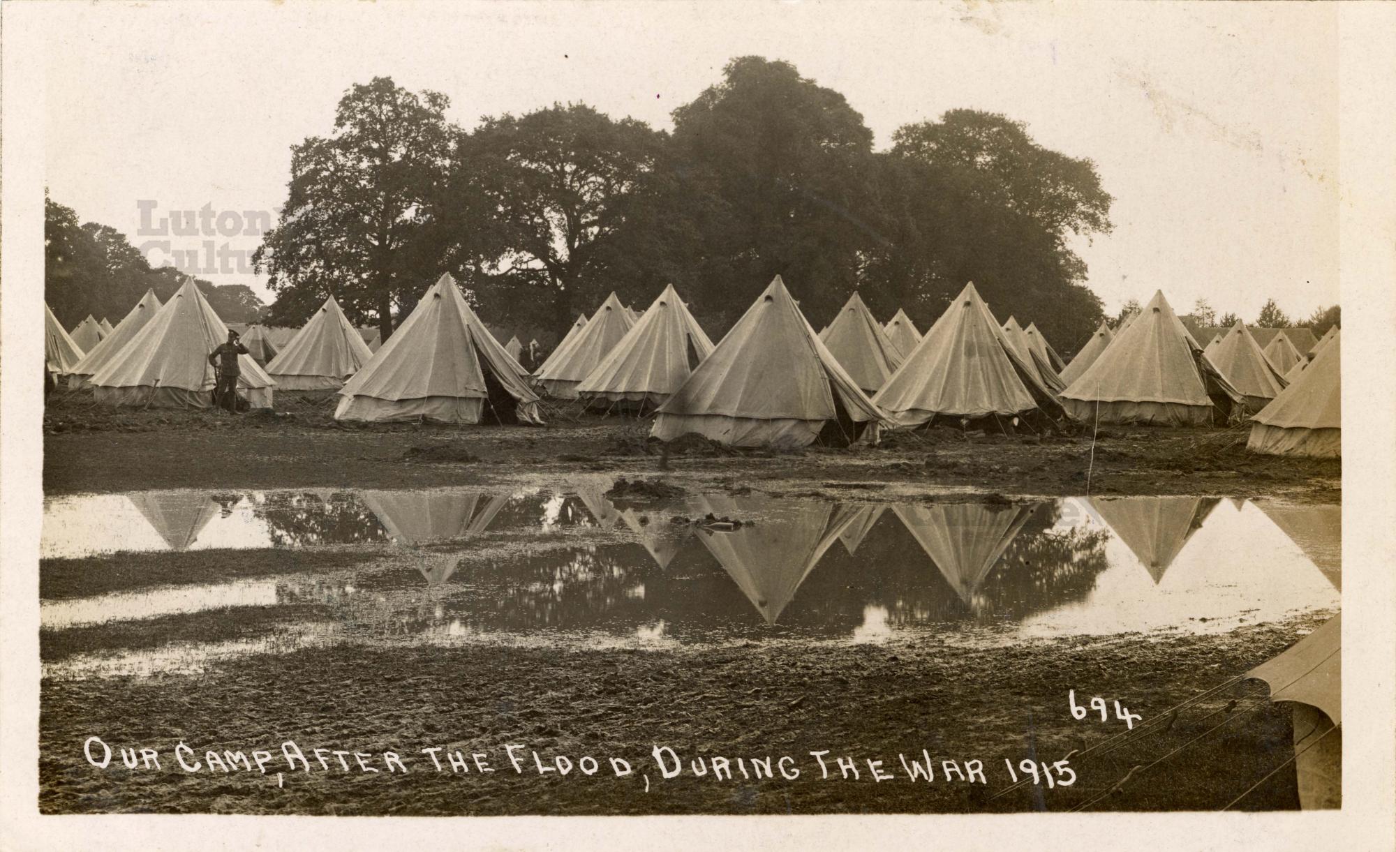 Flooded tented camp at Biscot