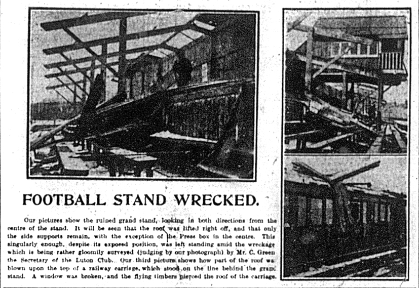 Blizzard damage to Luton Town stand
