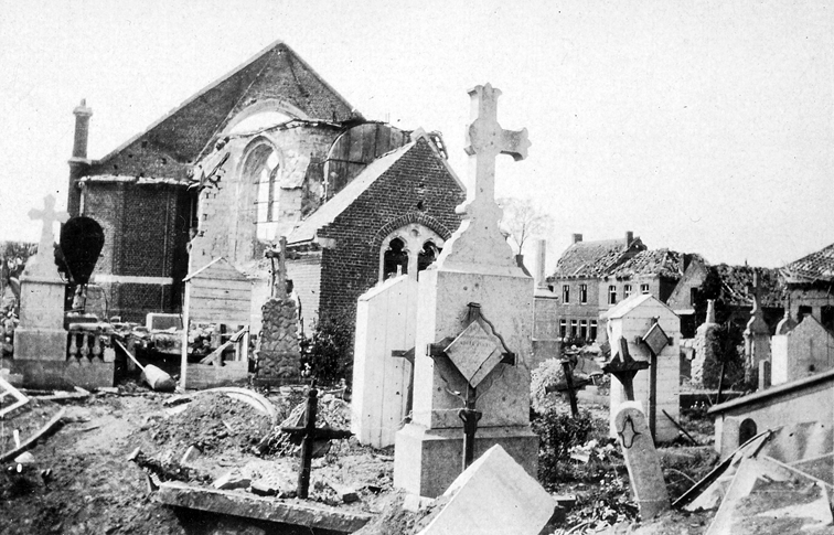 Destroyed battlefield village