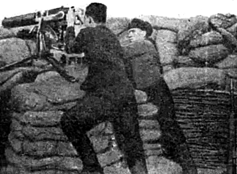 Machine gun in trench
