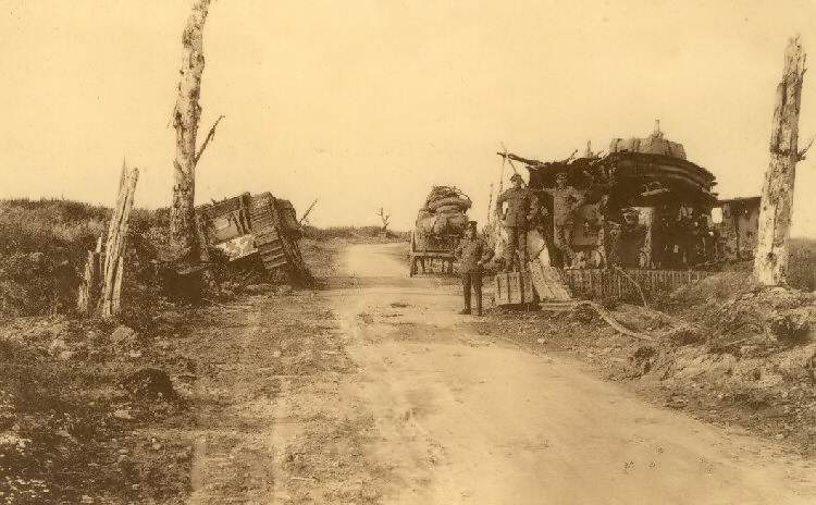 The road from St. Julien to Ypres during the War. Photo: NELS