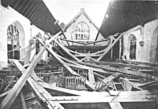 Chapel Roof in Dover, split by WW1 bombing